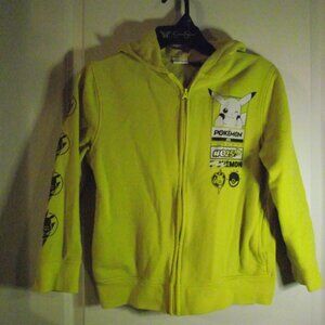 BOYS LARGE POKEMON BRAND PIKACHU HOODED ZIP UP JACKET